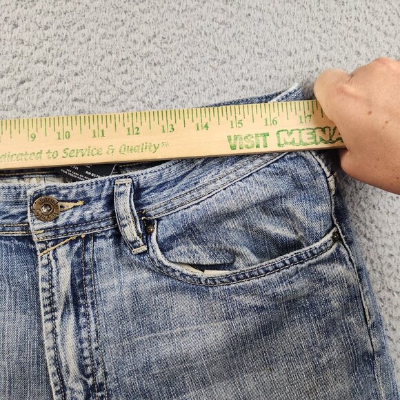 Buffalo Jeans Mens 34x30 Blue Loose Straight Distress Workwear Relaxed Cotton - Picture 3 of 12